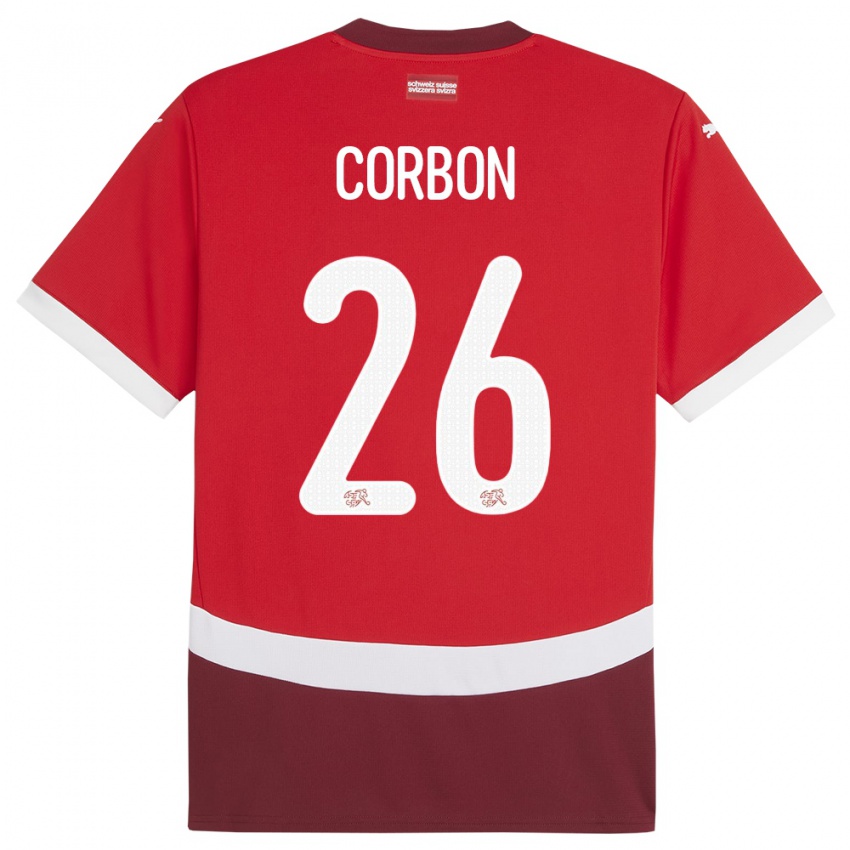 ילדים שווייץ Max Corbon #26 אָדוֹם ג'רזי ביתית 24-26 חולצה קצרה