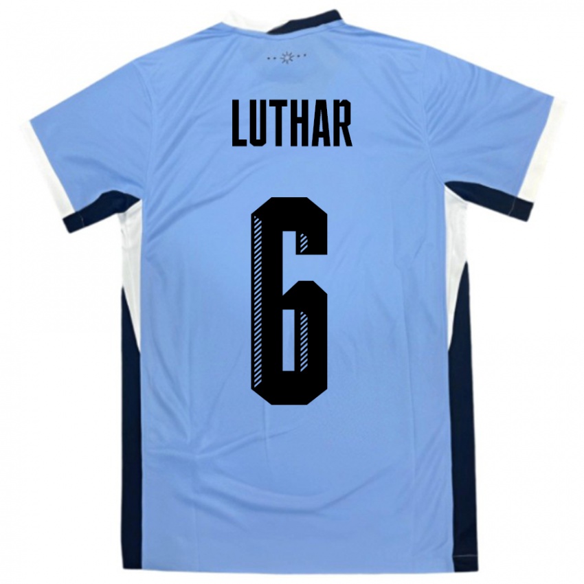 ילדים אורוגוואי Thiago Luthar #6 לבן שחור ג'רזי ביתית 24-26 חולצה קצרה