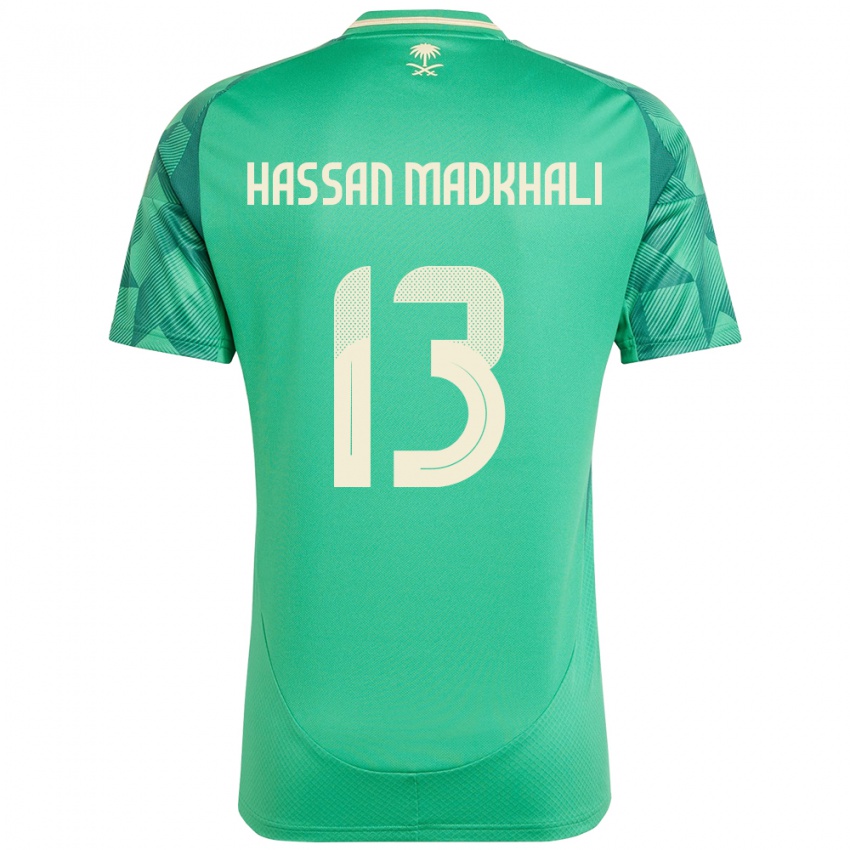 ילדים ערב הסעודית Mohammed Hassan Madkhali #13 יָרוֹק ג'רזי ביתית 24-26 חולצה קצרה
