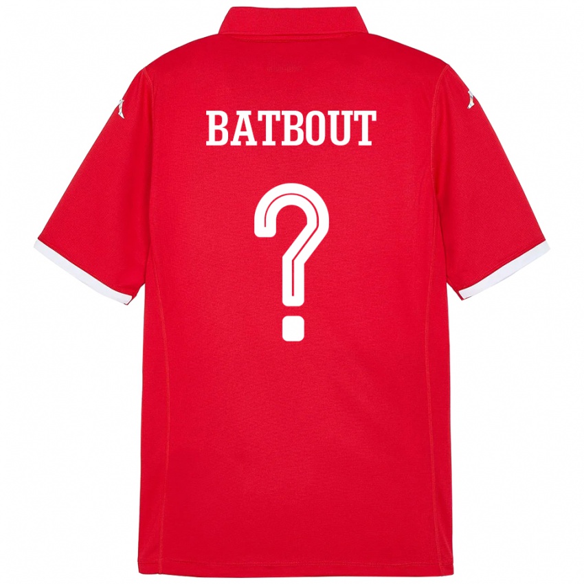 ילדים תוניסיה Noussayr Batbout #0 אָדוֹם ג'רזי ביתית 24-26 חולצה קצרה