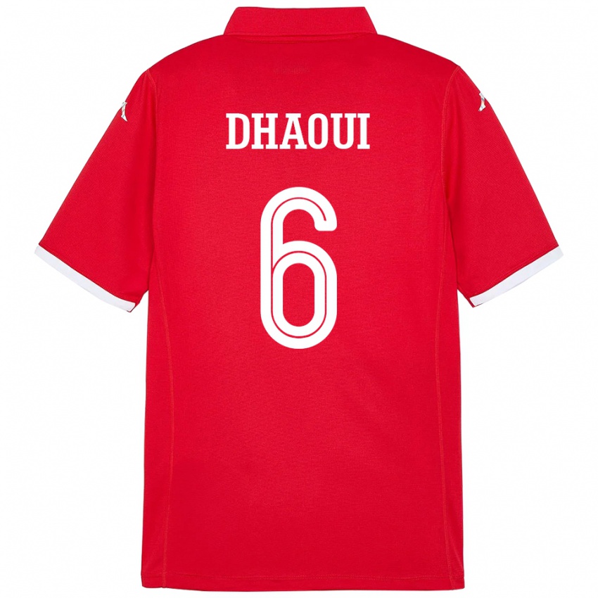 ילדים תוניסיה Elyes Dhaoui #6 אָדוֹם ג'רזי ביתית 24-26 חולצה קצרה