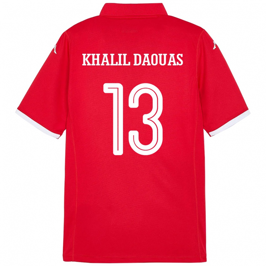 ילדים תוניסיה Mohamed Khalil Daouas #13 אָדוֹם ג'רזי ביתית 24-26 חולצה קצרה