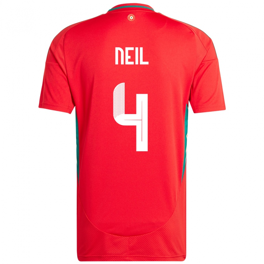 ילדים ויילס Marlie Neil #4 אָדוֹם ג'רזי ביתית 24-26 חולצה קצרה