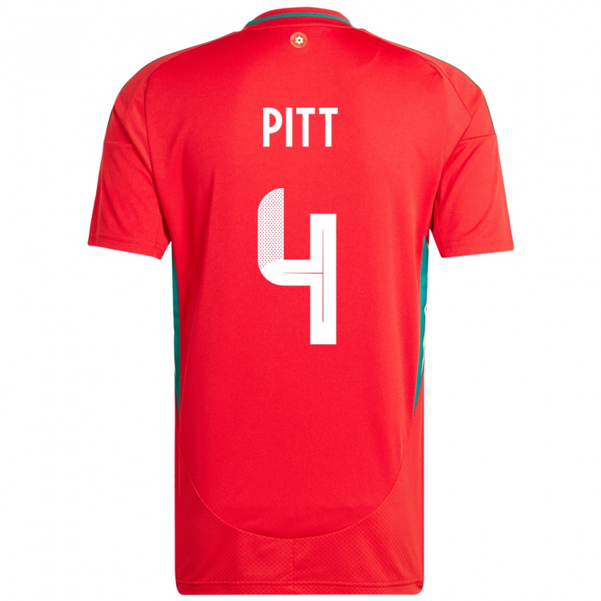 ילדים ויילס Theo Pitt #4 אָדוֹם ג'רזי ביתית 24-26 חולצה קצרה