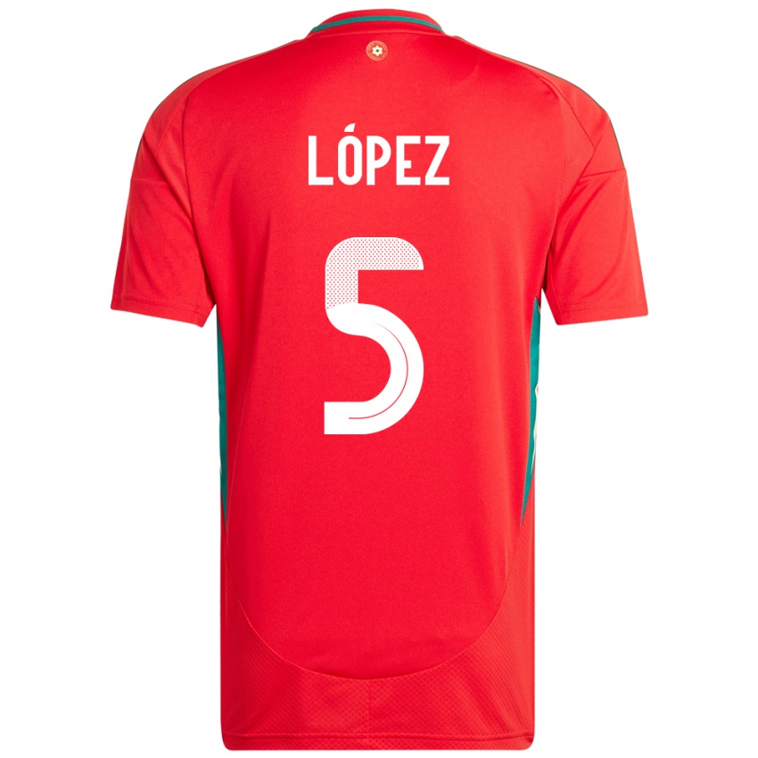 ילדים ויילס Pablo López #5 אָדוֹם ג'רזי ביתית 24-26 חולצה קצרה