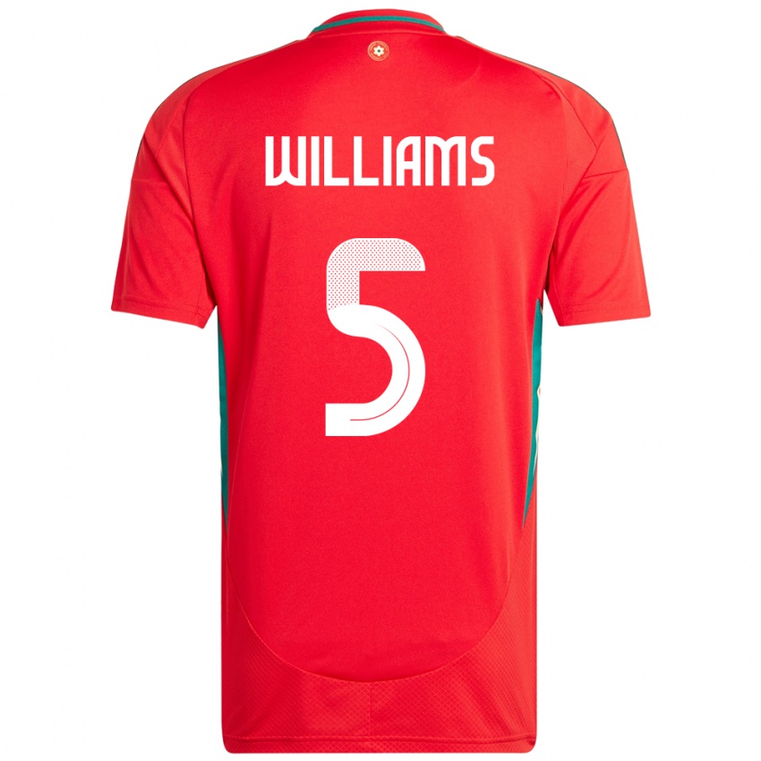 ילדים ויילס Ashton Williams #5 אָדוֹם ג'רזי ביתית 24-26 חולצה קצרה
