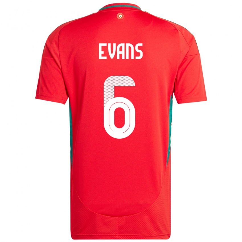 ילדים ויילס Louis Evans #6 אָדוֹם ג'רזי ביתית 24-26 חולצה קצרה