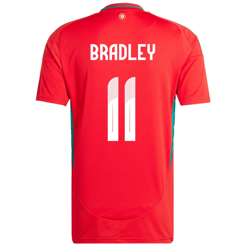 ילדים ויילס Sion Bradley #11 אָדוֹם ג'רזי ביתית 24-26 חולצה קצרה
