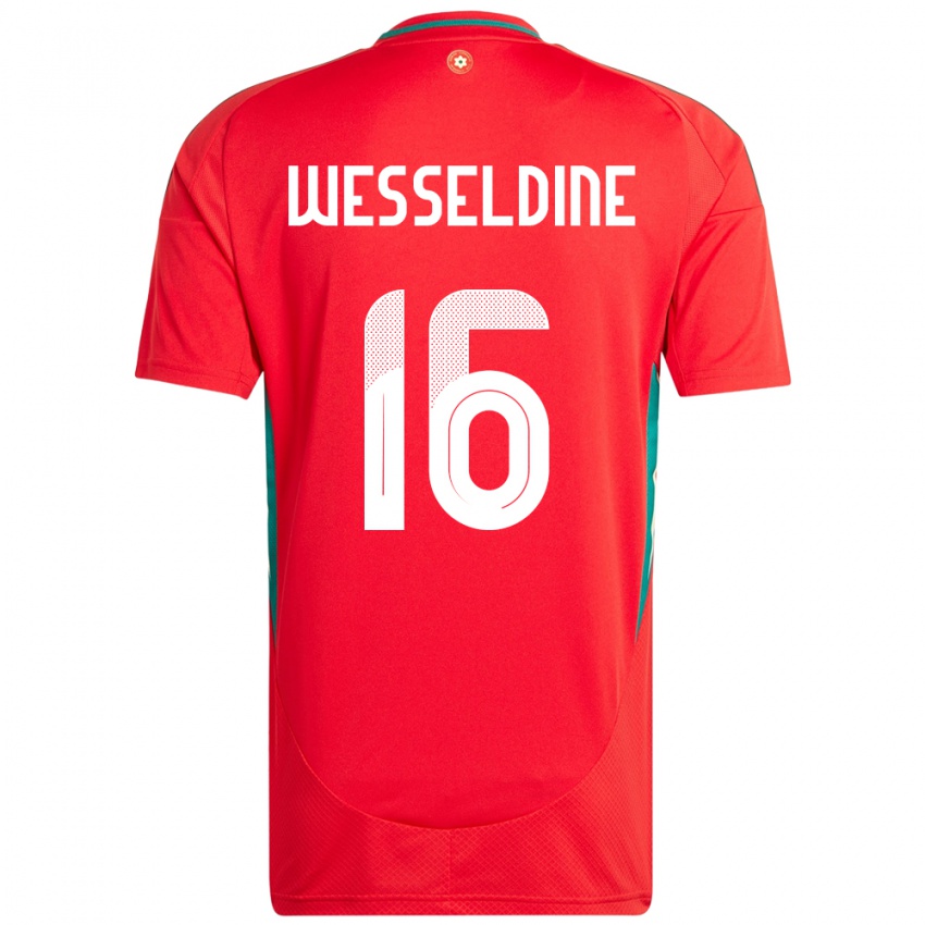 ילדים ויילס Charlie Wesseldine #16 אָדוֹם ג'רזי ביתית 24-26 חולצה קצרה