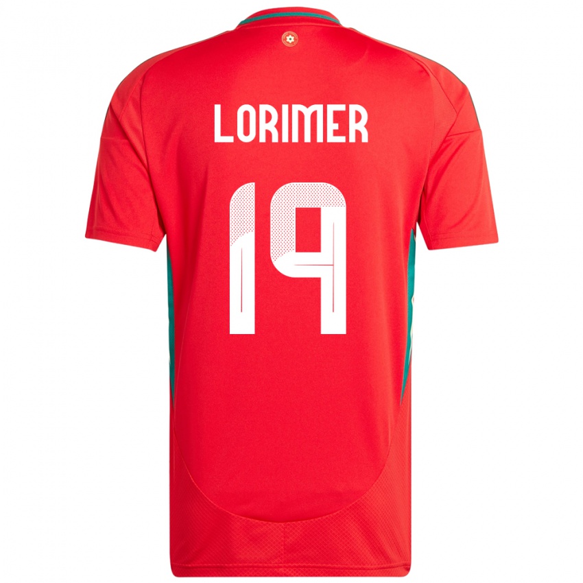 ילדים ויילס Archie Lorimer #19 אָדוֹם ג'רזי ביתית 24-26 חולצה קצרה