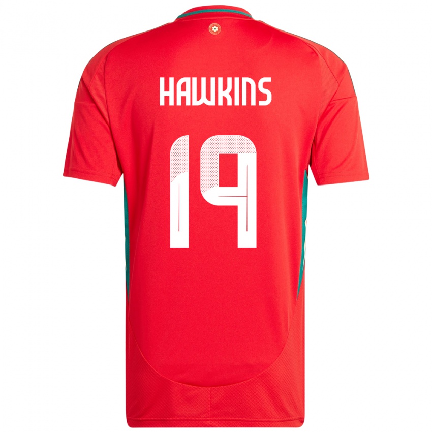ילדים ויילס Max Hawkins #19 אָדוֹם ג'רזי ביתית 24-26 חולצה קצרה