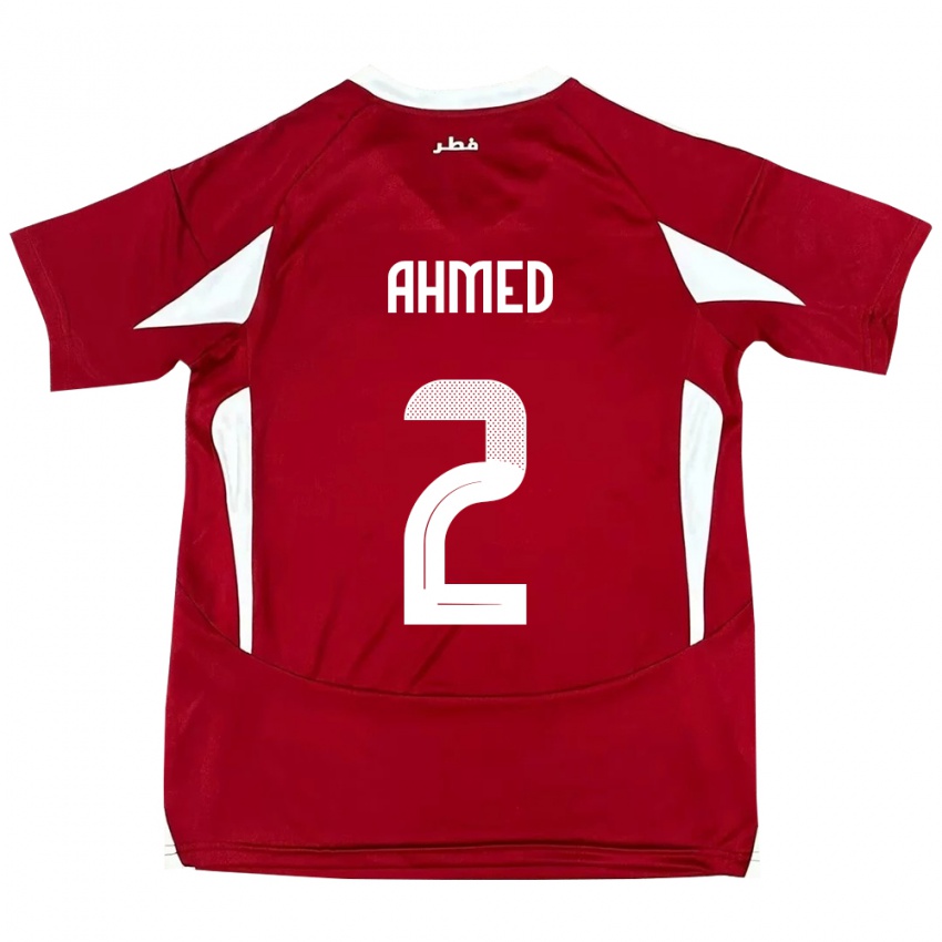 ילדים קטאר Hazem Ahmed #2 אָדוֹם ג'רזי ביתית 24-26 חולצה קצרה