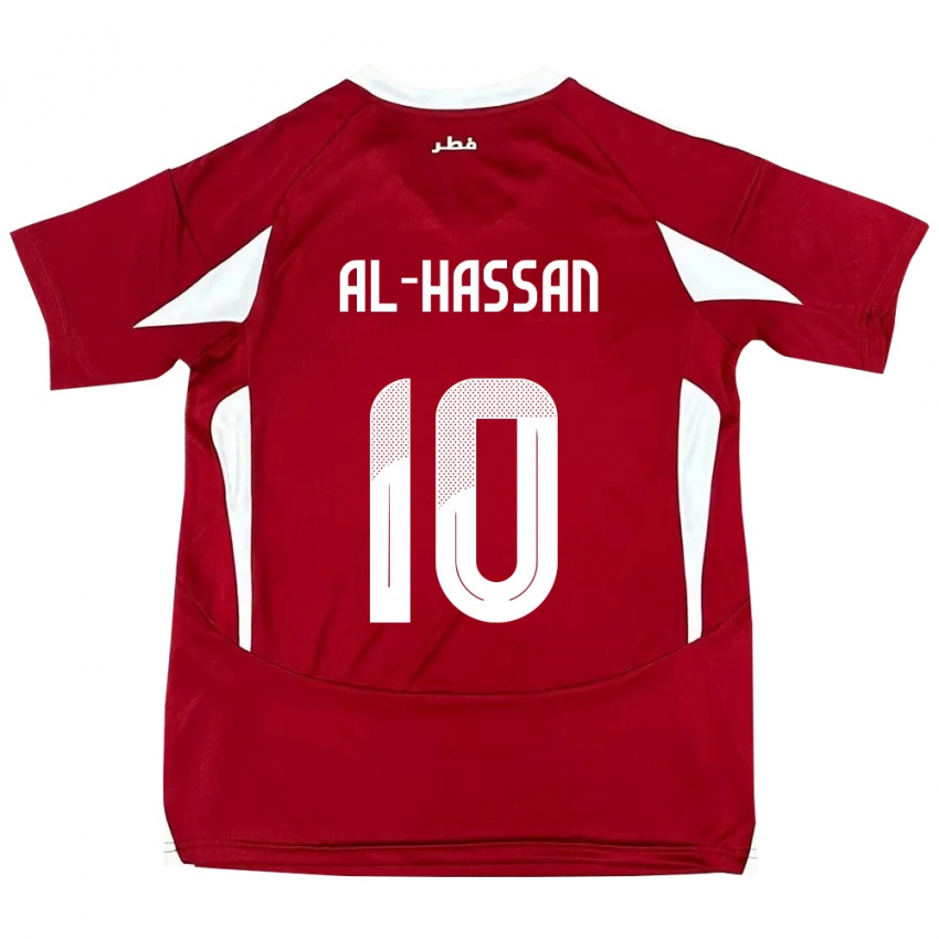 ילדים קטאר Ibrahim Al-Hassan #10 אָדוֹם ג'רזי ביתית 24-26 חולצה קצרה