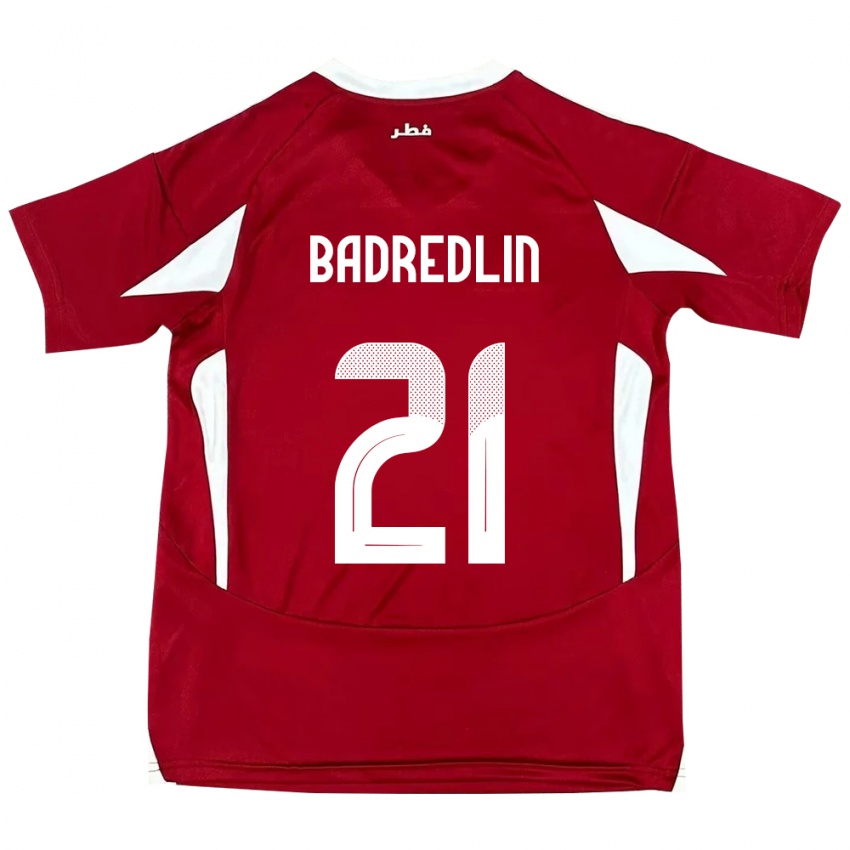 ילדים קטאר Marwan Badredlin #21 אָדוֹם ג'רזי ביתית 24-26 חולצה קצרה