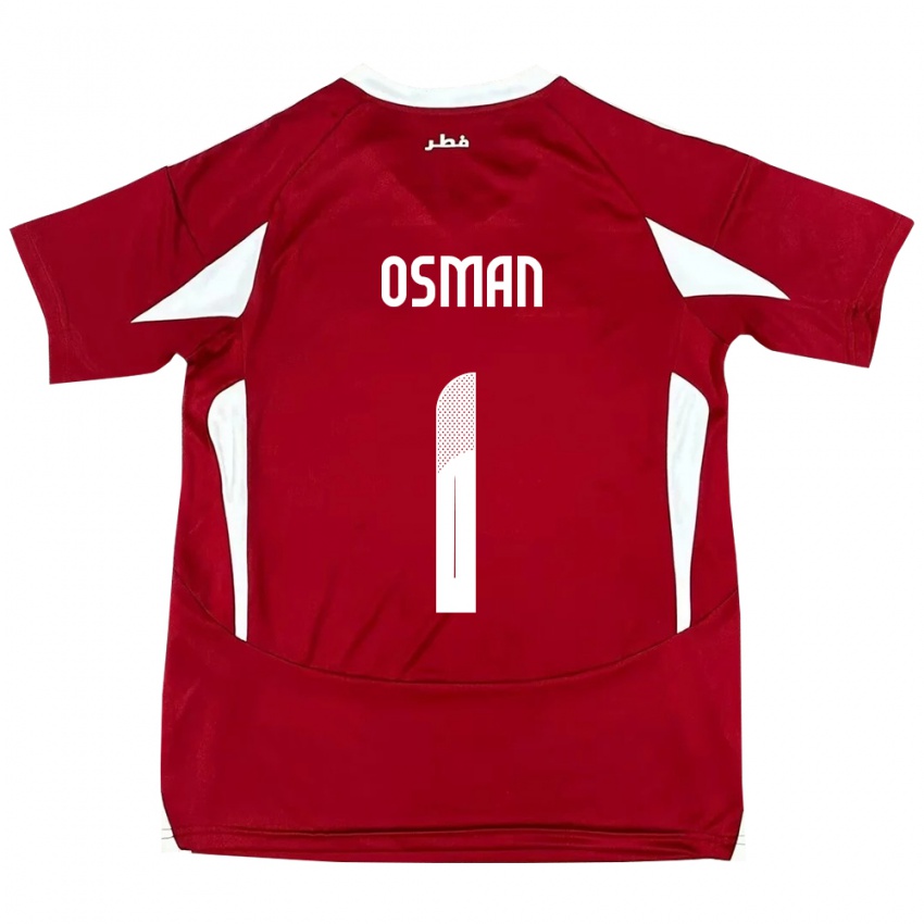 ילדים קטאר Abubaker Osman #1 אָדוֹם ג'רזי ביתית 24-26 חולצה קצרה