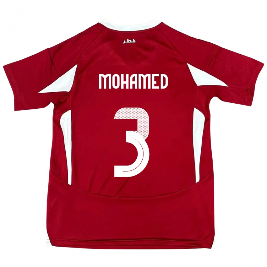 ילדים קטאר Motaman Mohamed #3 אָדוֹם ג'רזי ביתית 24-26 חולצה קצרה