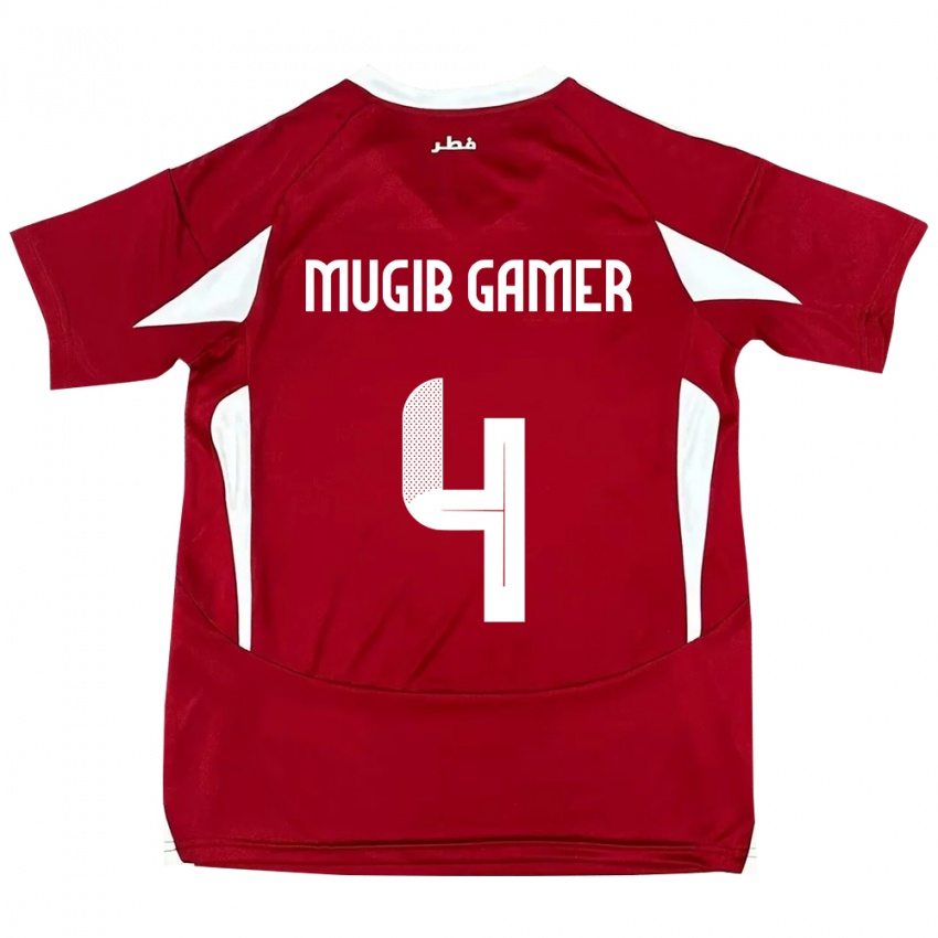 ילדים קטאר Abdalla Mugib Gamer #4 אָדוֹם ג'רזי ביתית 24-26 חולצה קצרה