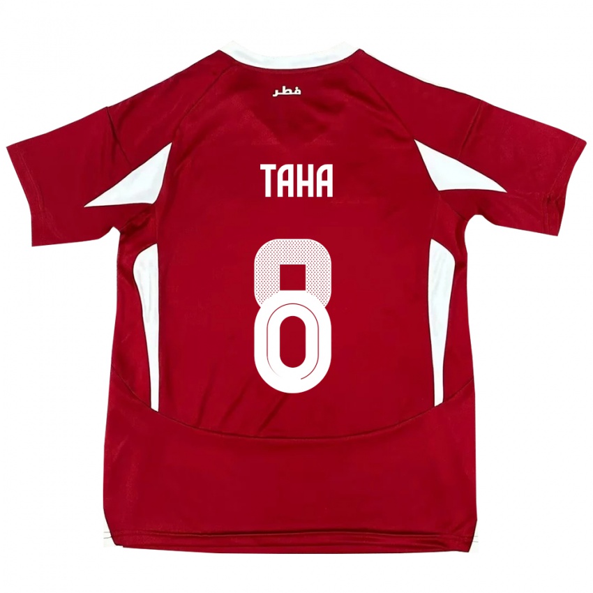 ילדים קטאר Moath Taha #8 אָדוֹם ג'רזי ביתית 24-26 חולצה קצרה