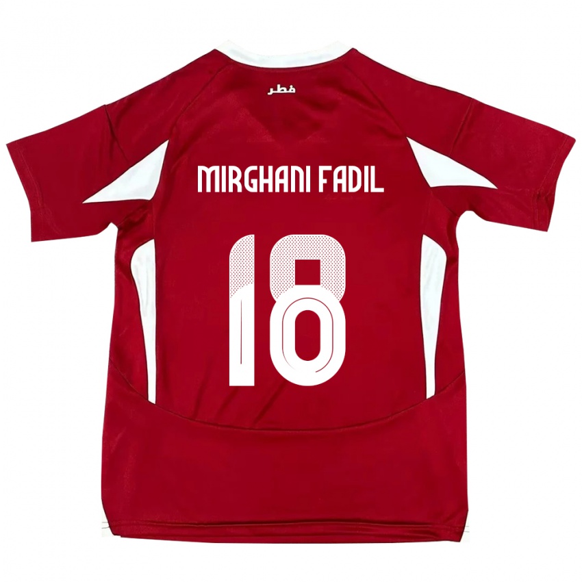 ילדים קטאר Awab Mirghani Fadil #18 אָדוֹם ג'רזי ביתית 24-26 חולצה קצרה