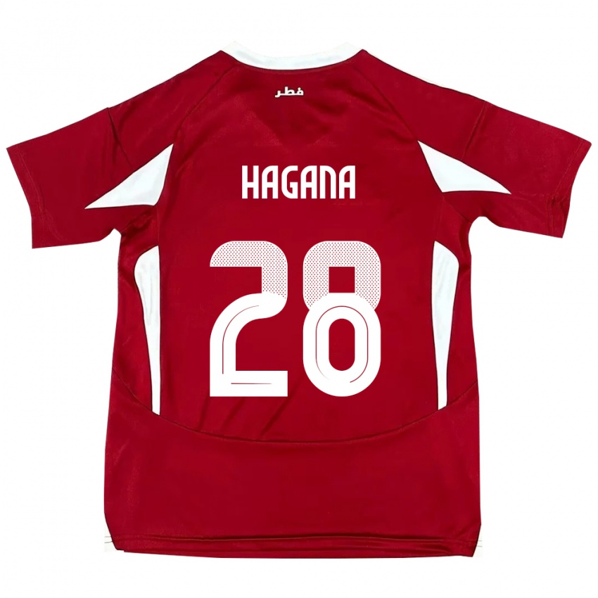 ילדים קטאר Ahmed Hagana #28 אָדוֹם ג'רזי ביתית 24-26 חולצה קצרה