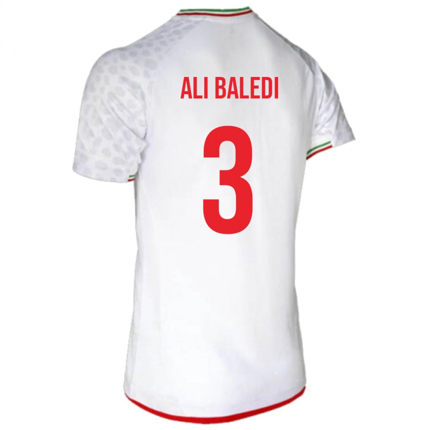 ילדים איראן Morteza Ali Baledi #3 לָבָן ג'רזי ביתית 24-26 חולצה קצרה