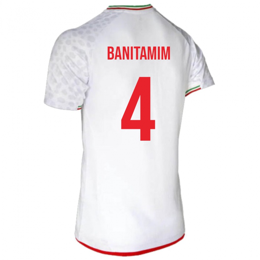 ילדים איראן Mohammadreza Banitamim #4 לָבָן ג'רזי ביתית 24-26 חולצה קצרה
