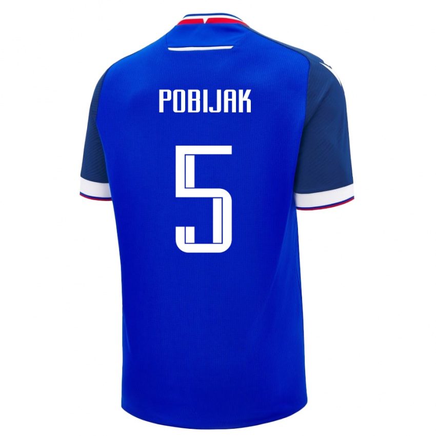 ילדים סלובקיה Simon Pobijak #5 כְּחוֹל ג'רזי ביתית 24-26 חולצה קצרה