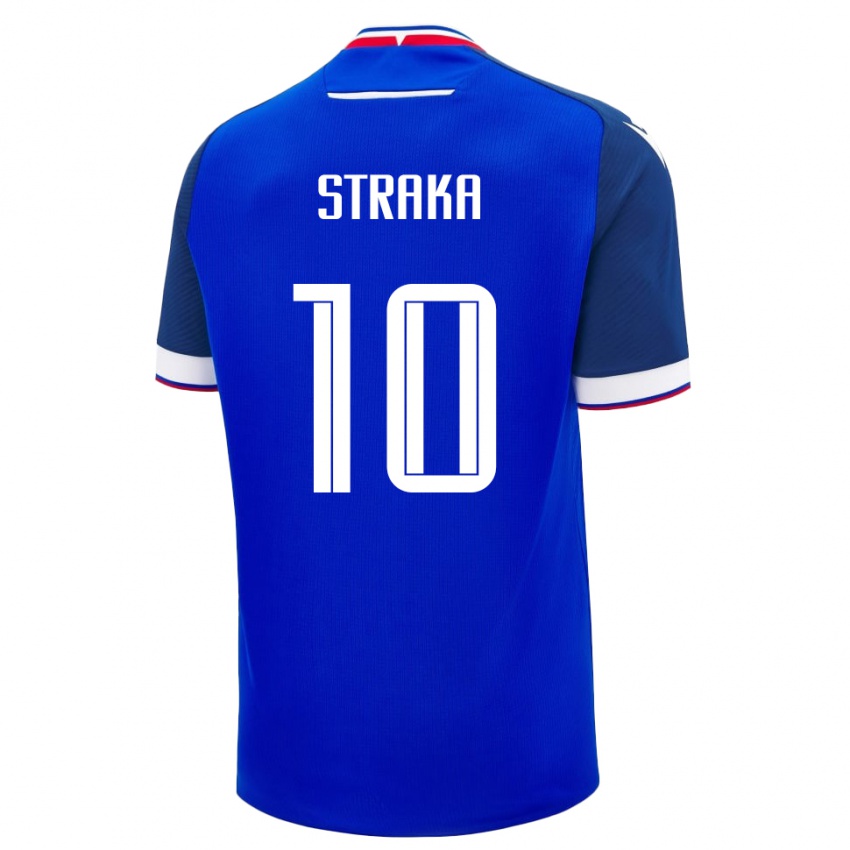 ילדים סלובקיה David Straka #10 כְּחוֹל ג'רזי ביתית 24-26 חולצה קצרה