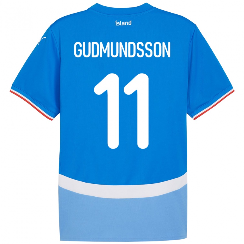 ילדים אִיסלַנד Galdur Gudmundsson #11 כְּחוֹל ג'רזי ביתית 24-26 חולצה קצרה