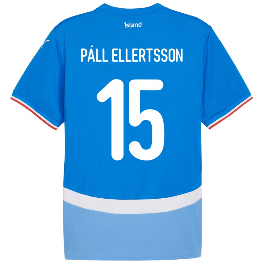ילדים אִיסלַנד Markús Páll Ellertsson #15 כְּחוֹל ג'רזי ביתית 24-26 חולצה קצרה