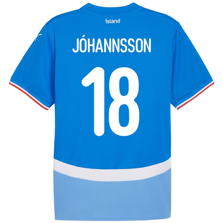 ילדים אִיסלַנד Helgi Jóhannsson #18 כְּחוֹל ג'רזי ביתית 24-26 חולצה קצרה