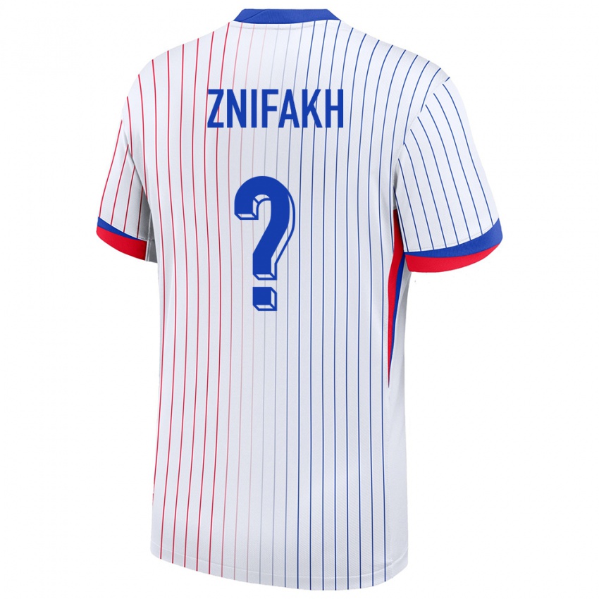 ילדים צרפת Mehdy Znifakh #0 לבן הרחק ג'רזי 24-26 חולצה קצרה