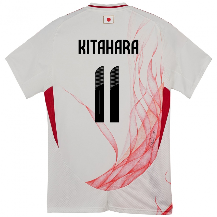 ילדים יַפָּן Maki Kitahara #11 לָבָן הרחק ג'רזי 24-26 חולצה קצרה