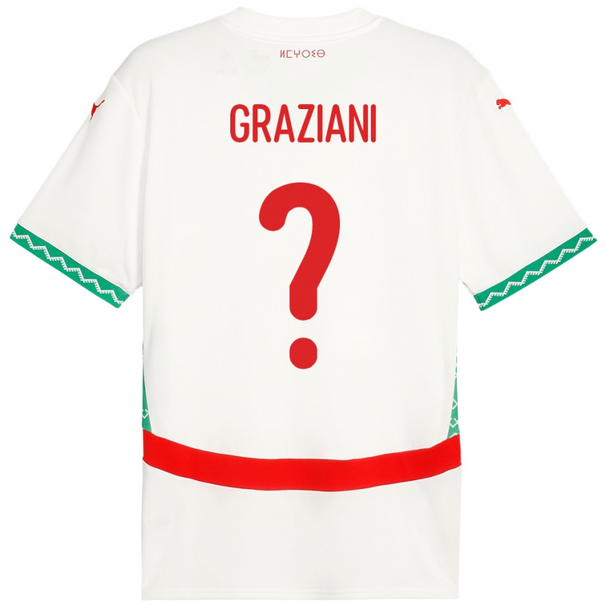 ילדים מָרוֹקוֹ Kelyan Graziani #0 לָבָן הרחק ג'רזי 24-26 חולצה קצרה