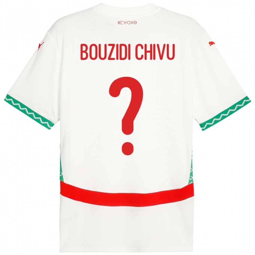 ילדים מָרוֹקוֹ Rayan Bouzidi Chivu #0 לָבָן הרחק ג'רזי 24-26 חולצה קצרה