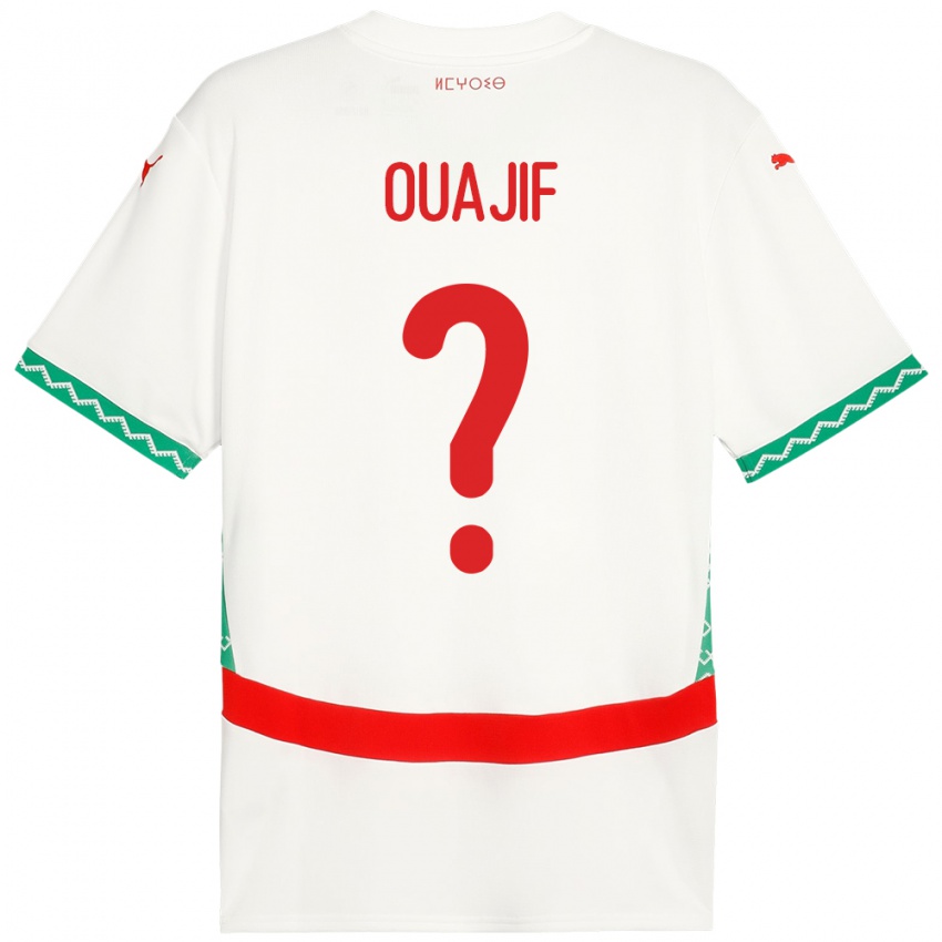 ילדים מָרוֹקוֹ Naël Ouajif #0 לָבָן הרחק ג'רזי 24-26 חולצה קצרה