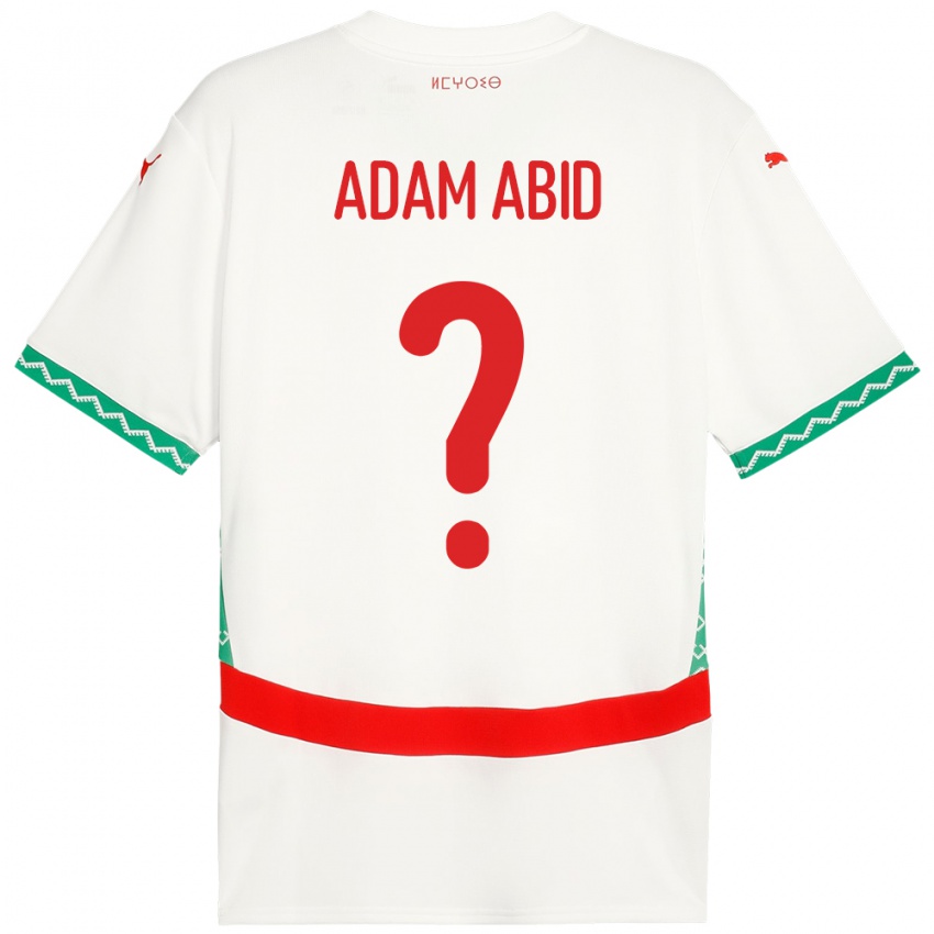 ילדים מָרוֹקוֹ Mohamed Adam Abid #0 לָבָן הרחק ג'רזי 24-26 חולצה קצרה