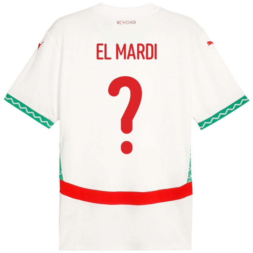 ילדים מָרוֹקוֹ Ziyad El Mardi #0 לָבָן הרחק ג'רזי 24-26 חולצה קצרה