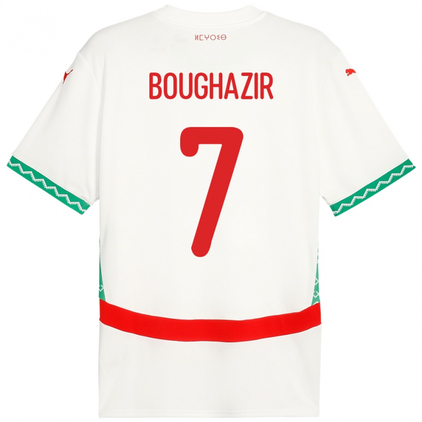 ילדים מָרוֹקוֹ Adam Boughazir #7 לָבָן הרחק ג'רזי 24-26 חולצה קצרה