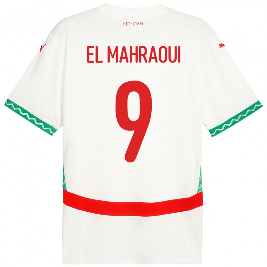 ילדים מָרוֹקוֹ Anas El Mahraoui #9 לָבָן הרחק ג'רזי 24-26 חולצה קצרה