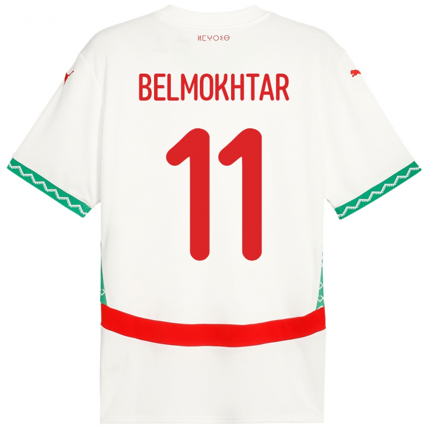 ילדים מָרוֹקוֹ Ilies Belmokhtar #11 לָבָן הרחק ג'רזי 24-26 חולצה קצרה