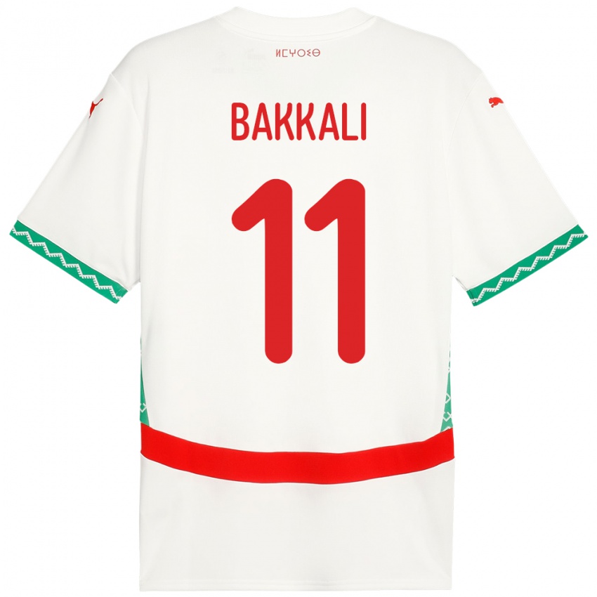 ילדים מָרוֹקוֹ Mohamade Bakkali #11 לָבָן הרחק ג'רזי 24-26 חולצה קצרה