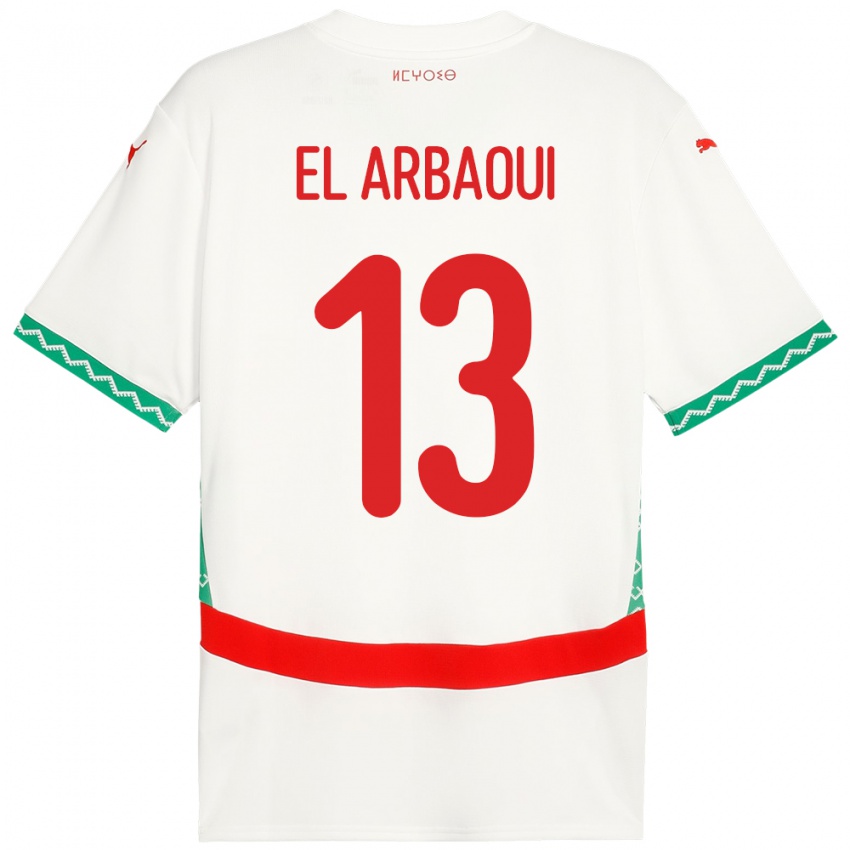 ילדים מָרוֹקוֹ Ilyas El Arbaoui #13 לָבָן הרחק ג'רזי 24-26 חולצה קצרה