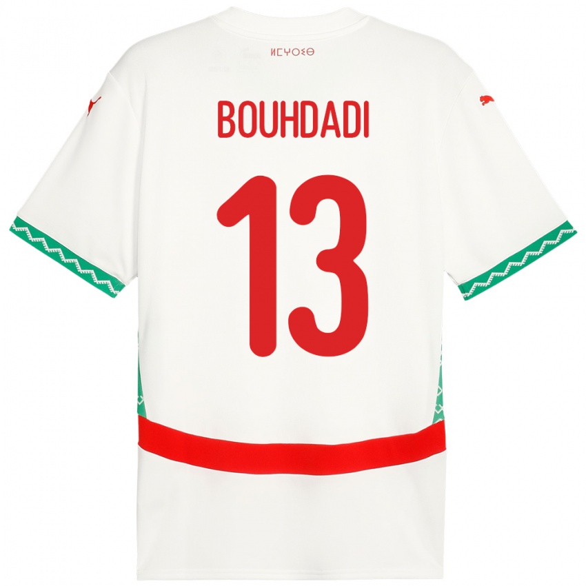ילדים מָרוֹקוֹ Adam Bouhdadi #13 לָבָן הרחק ג'רזי 24-26 חולצה קצרה