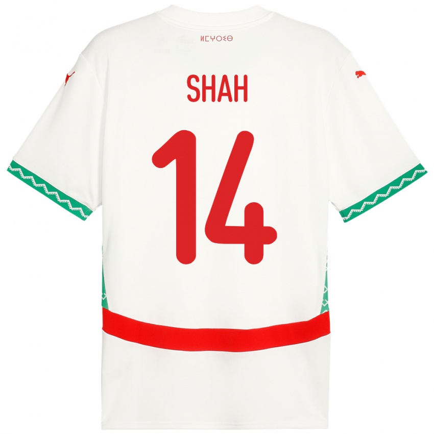 ילדים מָרוֹקוֹ Bilal Shah #14 לָבָן הרחק ג'רזי 24-26 חולצה קצרה
