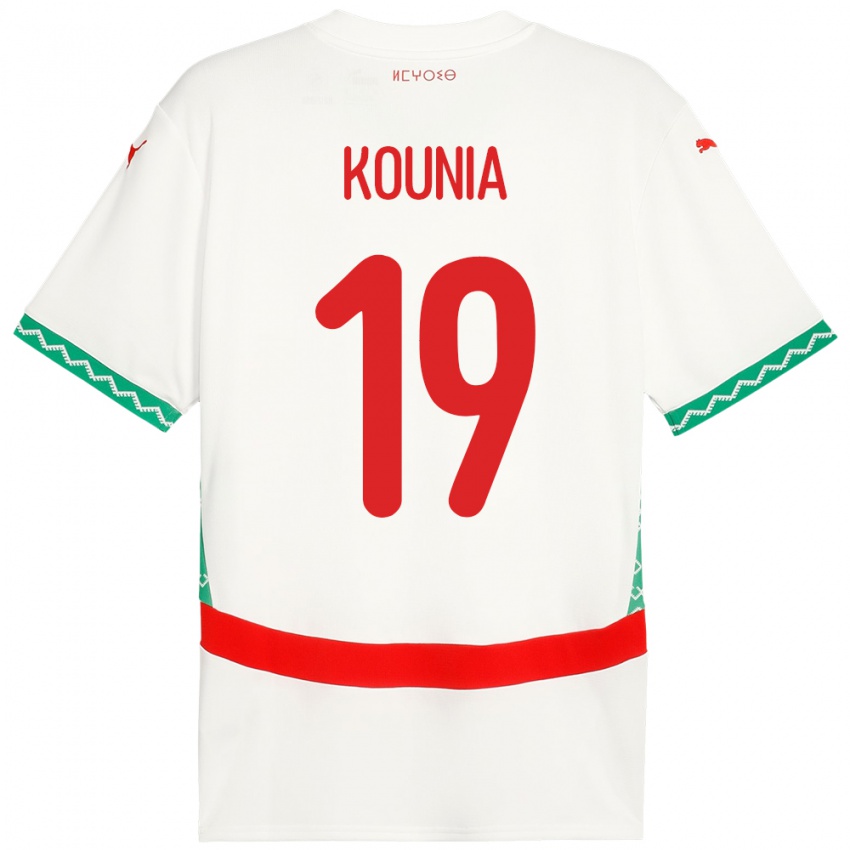 ילדים מָרוֹקוֹ Houssam Kounia #19 לָבָן הרחק ג'רזי 24-26 חולצה קצרה