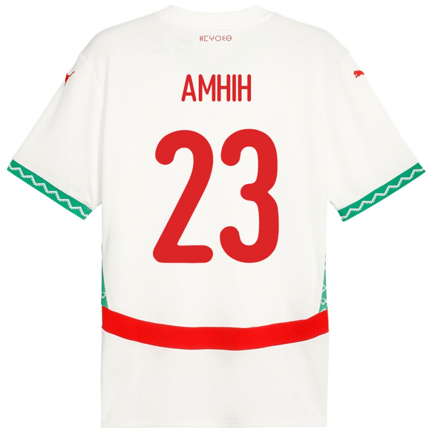 ילדים מָרוֹקוֹ Yassine Amhih #23 לָבָן הרחק ג'רזי 24-26 חולצה קצרה