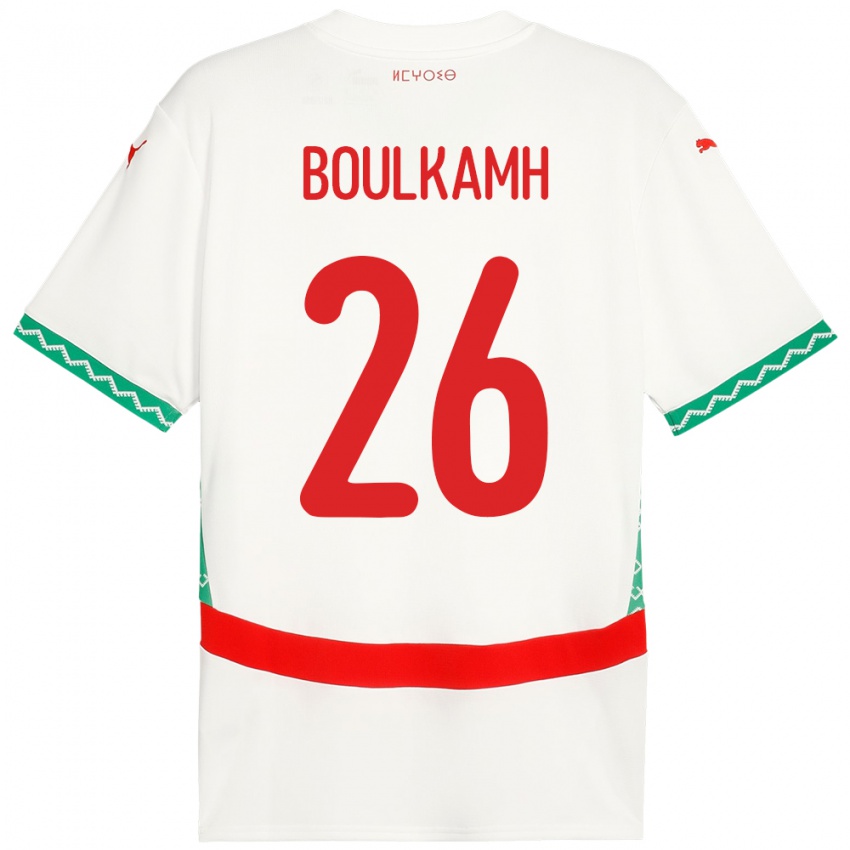 ילדים מָרוֹקוֹ Ammar Boulkamh #26 לָבָן הרחק ג'רזי 24-26 חולצה קצרה