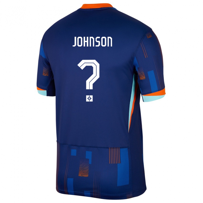 ילדים הולנד Jinairo Johnson #0 כְּחוֹל הרחק ג'רזי 24-26 חולצה קצרה