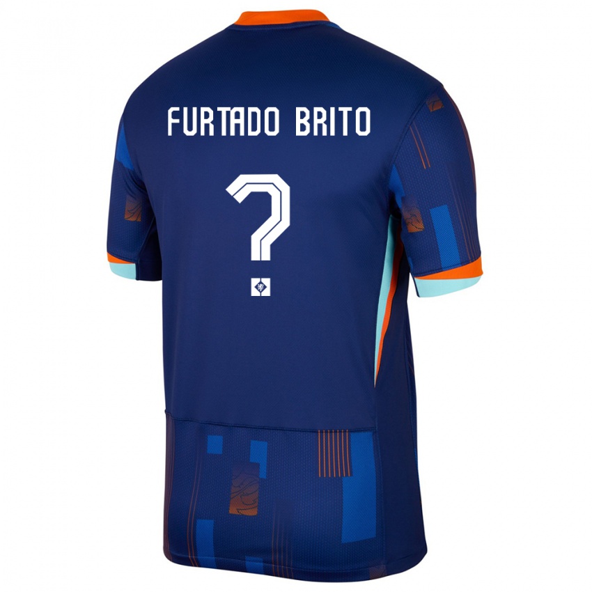 ילדים הולנד Dinaylo Furtado Brito #0 כְּחוֹל הרחק ג'רזי 24-26 חולצה קצרה